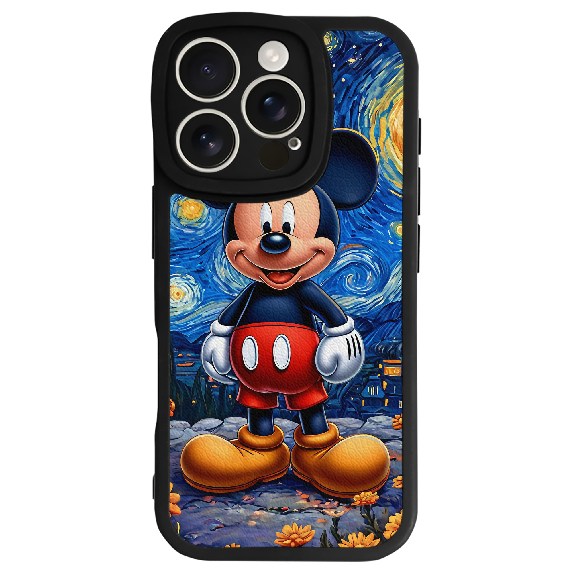 （画像用） ミッキーマウス Mickey Mouse 【iPhone 16シリーズ対応】シリコンスマホケース（レザー調） 材質：シリコン